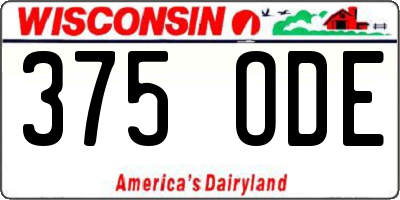 WI license plate 375ODE