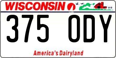 WI license plate 375ODY