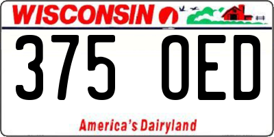 WI license plate 375OED
