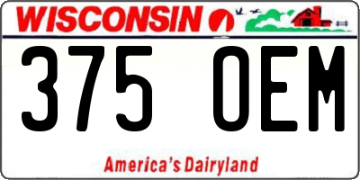 WI license plate 375OEM
