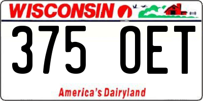WI license plate 375OET