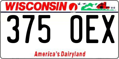 WI license plate 375OEX