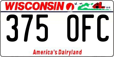 WI license plate 375OFC