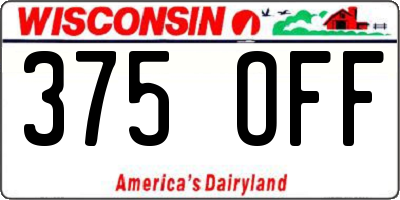 WI license plate 375OFF