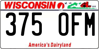 WI license plate 375OFM