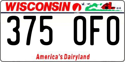WI license plate 375OFO