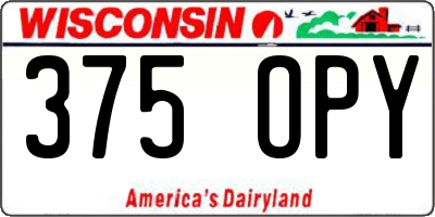 WI license plate 375OPY