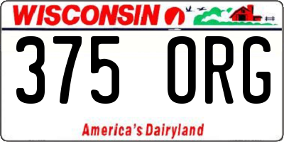 WI license plate 375ORG