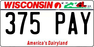 WI license plate 375PAY