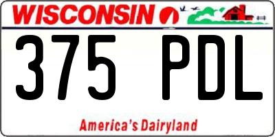 WI license plate 375PDL