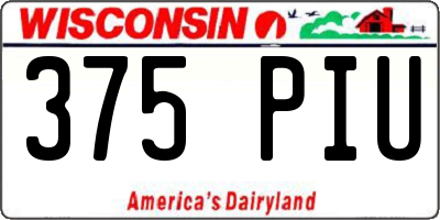 WI license plate 375PIU