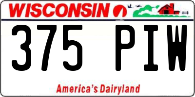 WI license plate 375PIW
