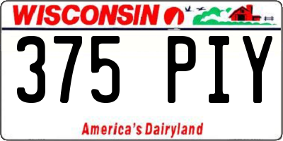 WI license plate 375PIY