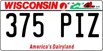 WI license plate 375PIZ