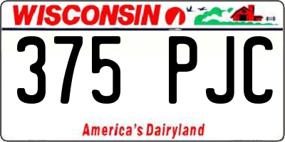 WI license plate 375PJC