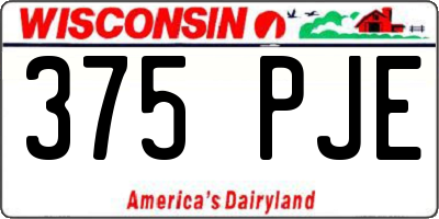 WI license plate 375PJE