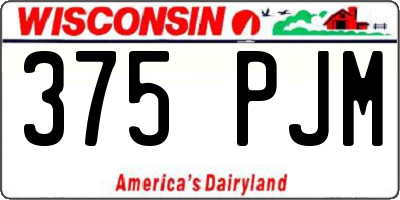 WI license plate 375PJM