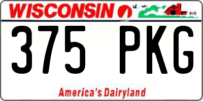 WI license plate 375PKG