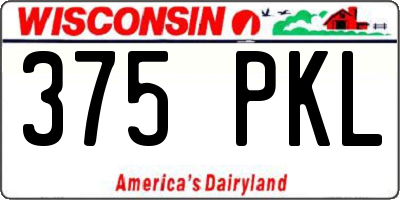WI license plate 375PKL
