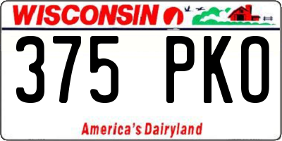 WI license plate 375PKO