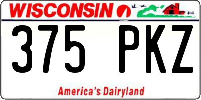 WI license plate 375PKZ