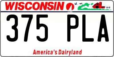 WI license plate 375PLA