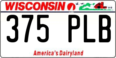 WI license plate 375PLB