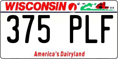 WI license plate 375PLF