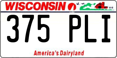 WI license plate 375PLI