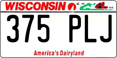 WI license plate 375PLJ