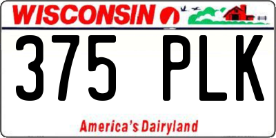 WI license plate 375PLK