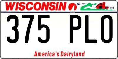 WI license plate 375PLO