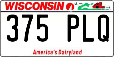 WI license plate 375PLQ