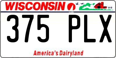 WI license plate 375PLX