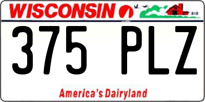 WI license plate 375PLZ