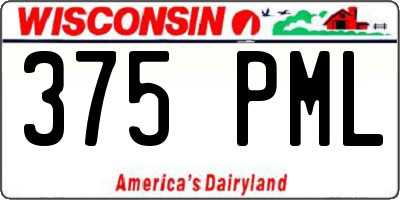 WI license plate 375PML