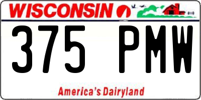 WI license plate 375PMW