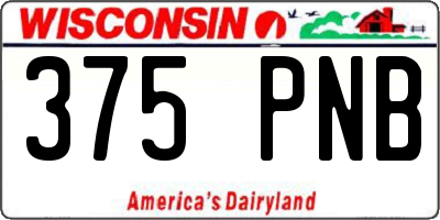 WI license plate 375PNB