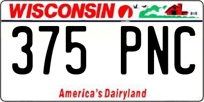 WI license plate 375PNC