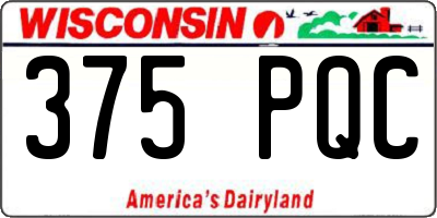 WI license plate 375PQC