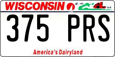 WI license plate 375PRS
