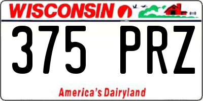WI license plate 375PRZ