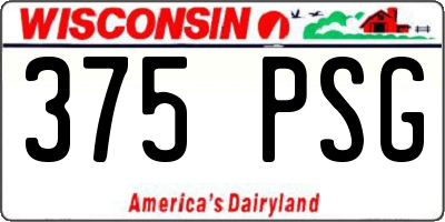 WI license plate 375PSG