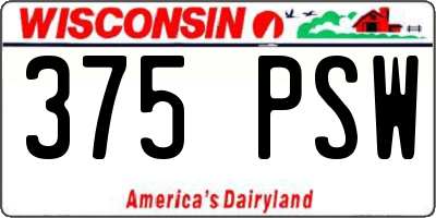 WI license plate 375PSW