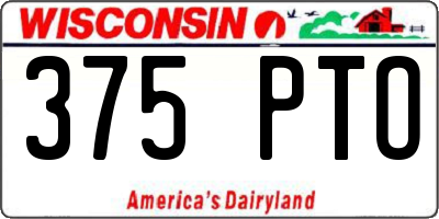 WI license plate 375PTO