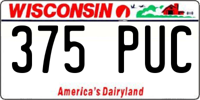 WI license plate 375PUC
