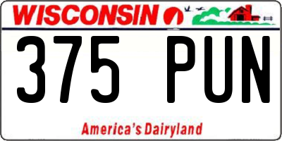 WI license plate 375PUN