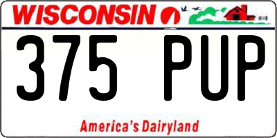 WI license plate 375PUP