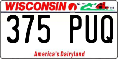 WI license plate 375PUQ