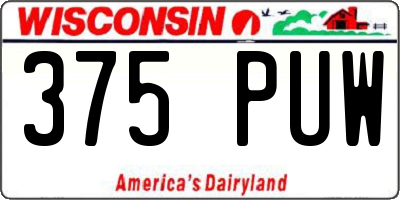 WI license plate 375PUW